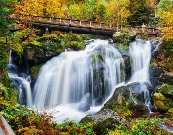 Allemagne- Rivière Allemagne Pont Rivière Cascade Automne Forêt